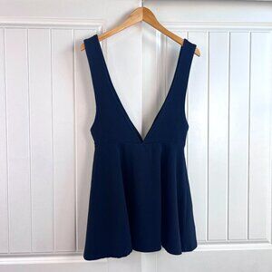 A02 Black Label Women's Deep V Pinafore Dress Black Size M Cat Twee